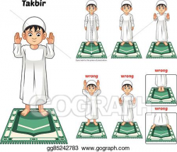 Vector Art - Muslim prayer position guide step by step ...
