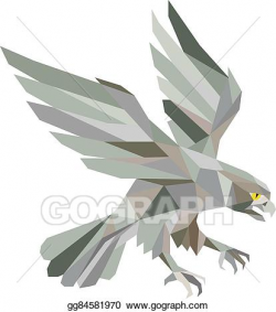 Vector Clipart - Peregrine falcon swooping grey low polygon ...