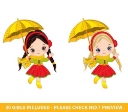 Fall Clipart - Vector Fall Clipart, Autumn Girl Clipart ...