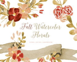 Fall Clipart Watercolor Flowers and Wreaths including banner ...