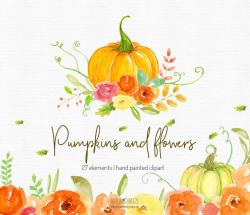 Autumn Clipart, watercolor clipart, fall clipart, pumpkin ...