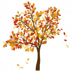 Colorful Clip Art For The Fall Season: Tree With Falling Leaves ...