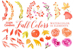 Watercolor Fall Clipart, Autumn Wedding clipart, Invitation ...