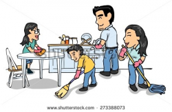Family Working Together Clipart