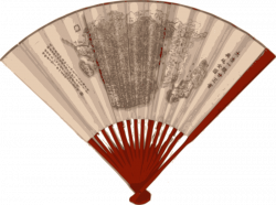 Clipart - Asian Fan with a map - 1890