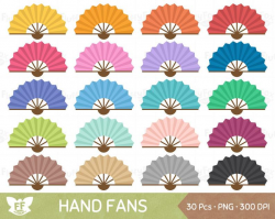 Hand Fan Clipart, Folding Fans Clip Art, Asian Oriental Japan China Icon  Ornament Rainbow Colorful Cute, PNG Digital Graphic, Commercial Use
