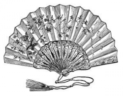 Victorian ladies fan, vintage ladies fan clipart, black and ...