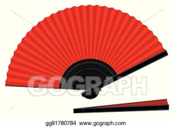 Vector Illustration - Hand fan open closed red black. Stock ...