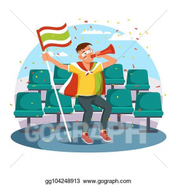 Vector Clipart - Soccer fan at stadium seats with vuvuzela ...
