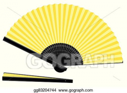 Vector Clipart - Hand fan yellow open closed. Vector ...