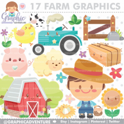 75%OFF - Farm Clipart, Farmer Clipart, COMMERCIAL USE, Cute ...