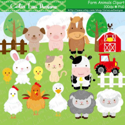 Farm animals Clipart, cute farm animals clip art ,farm clipart , farm party  , barnyard animals (A033)