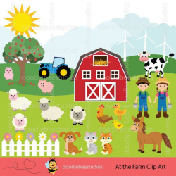 Farm Animals Clipart. Farm Clip Art Set, Barnyard Animals ...