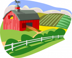 Verdant Pasture Farm Scene - Vector Image
