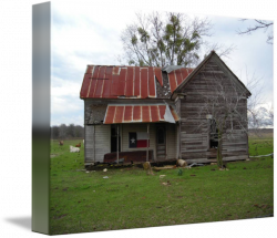 Old Texas Farm House With Texas Flag by Bush Camo