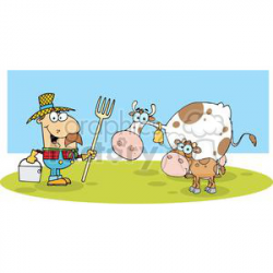 Cartoon Character Cow Different Color Brown In Front Of ...