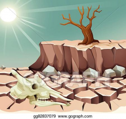 Vector Art - Dry land with animal skull and tree. EPS ...