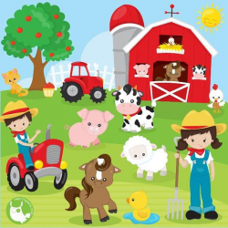 BUY20GET10 - Farm animals clipart commercial use, clipart ...