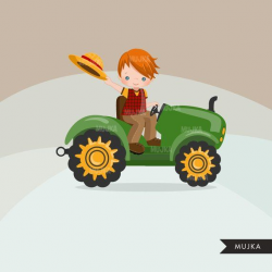 Farmer Clipart, fall farmers riding a tractor, cute ...