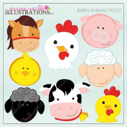 Barn Animal Faces Cute Digital Clipart - Commercial Use OK ...
