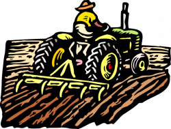 Farmer on Tractor Plowing Field - Vector Image