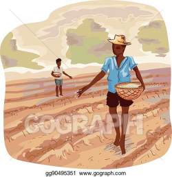 Vector Art - Man traditional farming seeds. Clipart Drawing ...