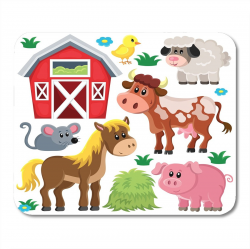 Amazon.com : Nakamela Mouse Pads Barn Cute Farm Animals ...