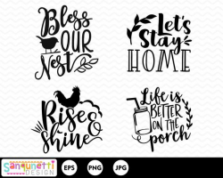 farmhouse clipart, farm and home lettering digital art