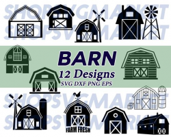 barn svg, farm svg, farming svg, farmhouse svg, clipart, decal, stencil,  silhouette, iron on, cut file, image, digital file, eps, dxf, png