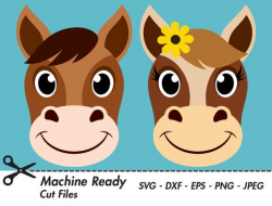 Cute Horse SVG Cut Files, PNG horses clipart, country western rodeo clip  art, pony head, happy mustang face, farmhouse animals, texas ranch