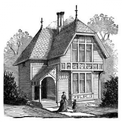 antique house illustration, black and white clipart ...