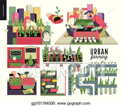 Vector Illustration - Urban farming and gardening set. EPS ...