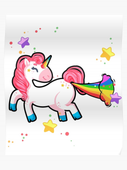 Magical Colourful Funny Unicorn Farting Rainbow | Poster