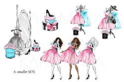 Fashion Clipart, Girls Party Clipart ~ Illustrations ~ Creative Market