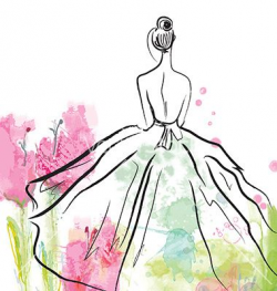 Fashion girl in beautiful dress sketch vector | Kreslenie ...