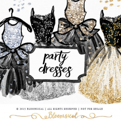 Party Dress Clip Art | Hand Painted Watercolor cocktail prom ...