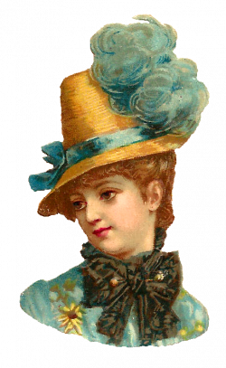 Three, charming, free antique women's stylish hat fashion clip art ...
