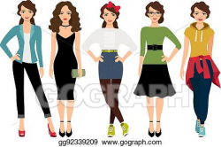 Vector Art - Women fashion styles illustration. Clipart ...