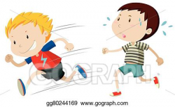Vector Stock - Two boys running fast and slow. Clipart ...