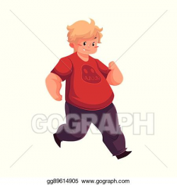 Vector Art - Fat boy jogging, running, living active life ...