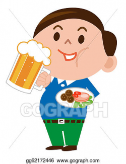 Stock Illustration - A fat man eating food . Clipart ...