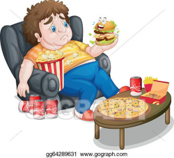 Vector Art - A fat boy eating. Clipart Drawing gg64289631 ...