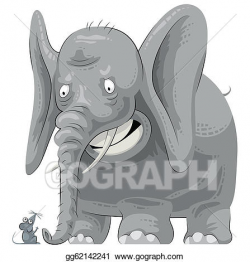 Vector Art - Scared elephant seeing mouse. EPS clipart ...