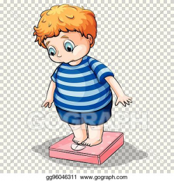 EPS Illustration - Fat boy on scale. Vector Clipart ...
