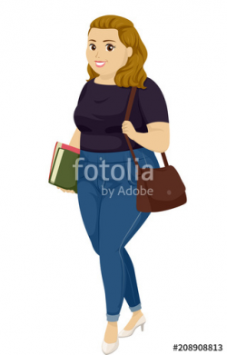 Teen Girl Fat Student Illustration