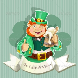 Cute fat Leprechaun with a pot of ale froth | Graphic design ...