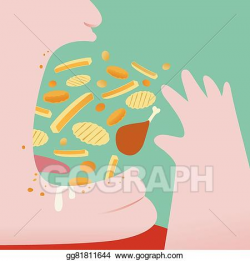 Vector Art - Fat man throw a lot of food in to his mouth ...