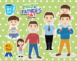 Father's Day Clipart, Vector, Daddy, #1 Dad, Party, Celebrate, Father,  Scrapbook, Kawaii, Commercial Use (Printable)