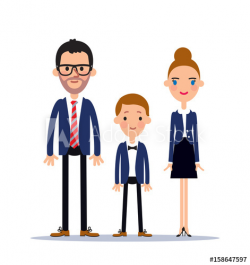 Mother, father and son wearing office style clothes. Vector ...