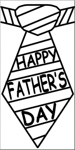 Clip Art: Happy Father's Day Tie B&W I abcteach.com | abcteach